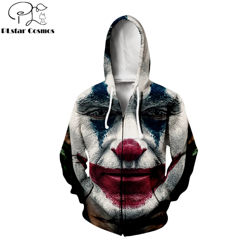 zip hoodies PLstar Cosmos новые фильмы хаха Джокер происхождения Joaquin Феникс 3d толстовки/Толстовка забавные осень зима Streetwear-10 - Цвет: zip hoodies