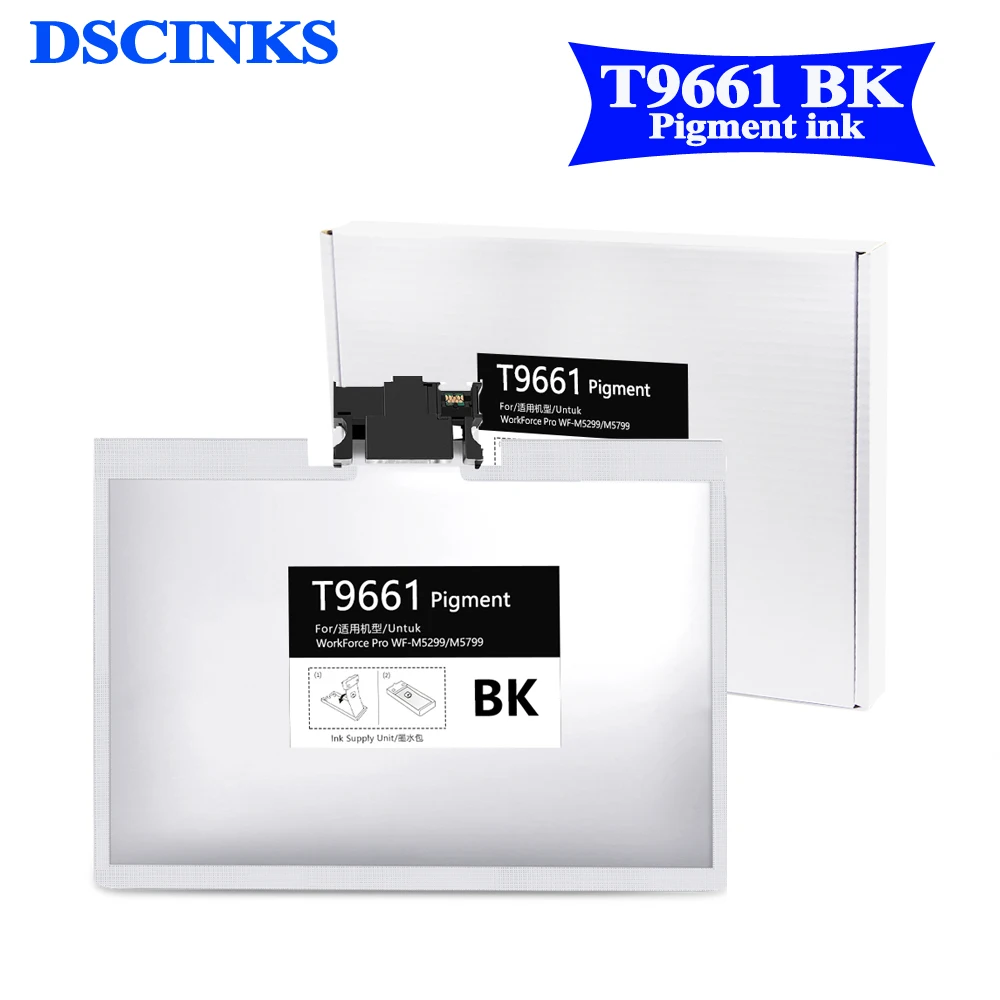 Pigmento Tinta 780ml para T9661 Europa Máquina para Epson Força de Trabalho Pro wf M5299 M5799 Bolsa de Tinta de Impressora com Chip de Tinta Pigmento T9661 - Imagem 5