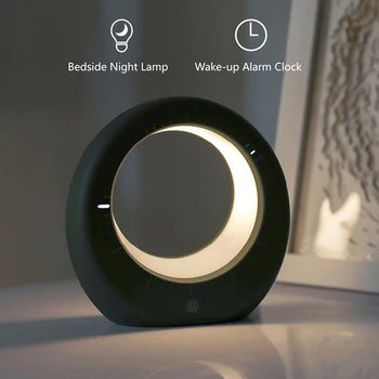 

Moon Night Light Alarm Clock USB Charging LED Table Lamp Digital Clock For Bedroom