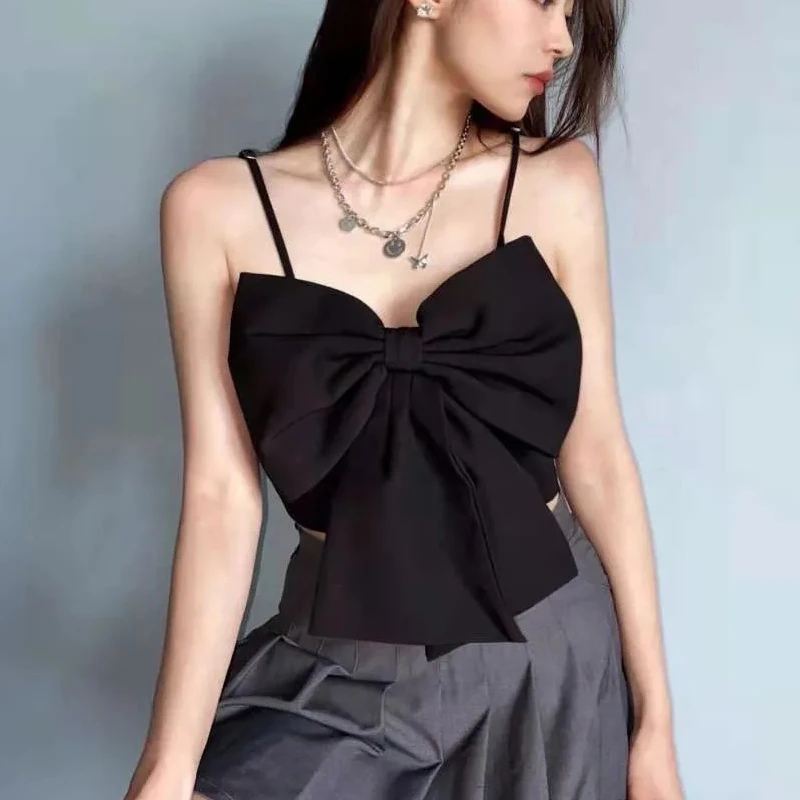 ladies bra Sexy Patchwork Bow Women Vest Square Collar Sleeveless Spaghetti Strap Slim Tunic Tank Tops Female Clothes green cami