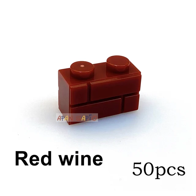 DIY Building Blocks Wall Figures Bricks 1x2 Dots 50/100PCS Educational Creative Toys for Children Size Compatible With 98283 Red wine 50pcs