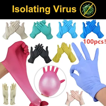 

100Pcs Disposable Gloves Latex Universal Waterproof Kitchen/Dishwashing/Medical /Work/Garden Protective Gloves Left Right Hands