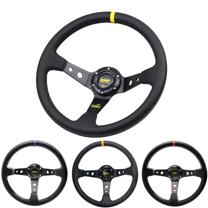 

3 Colors 14inch 350mm Car omp Steering Wheel Aluminum Bracket and PVC Leather Sport Racing Steeing wheel
