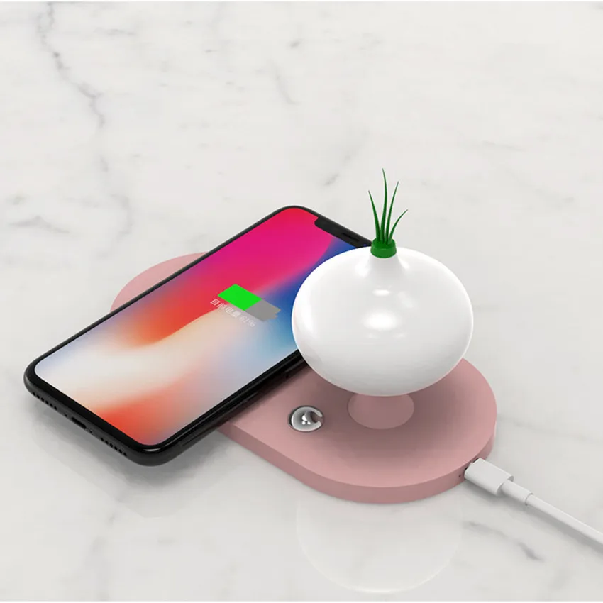 Беспроводное зарядное устройство ночной Светильник для iPhone 11Pro Qi быстрое индукционное зарядное устройство лампа без провода для samsung Galaxy Note 9 10 Xiaomi Mi - Цвет: Белый