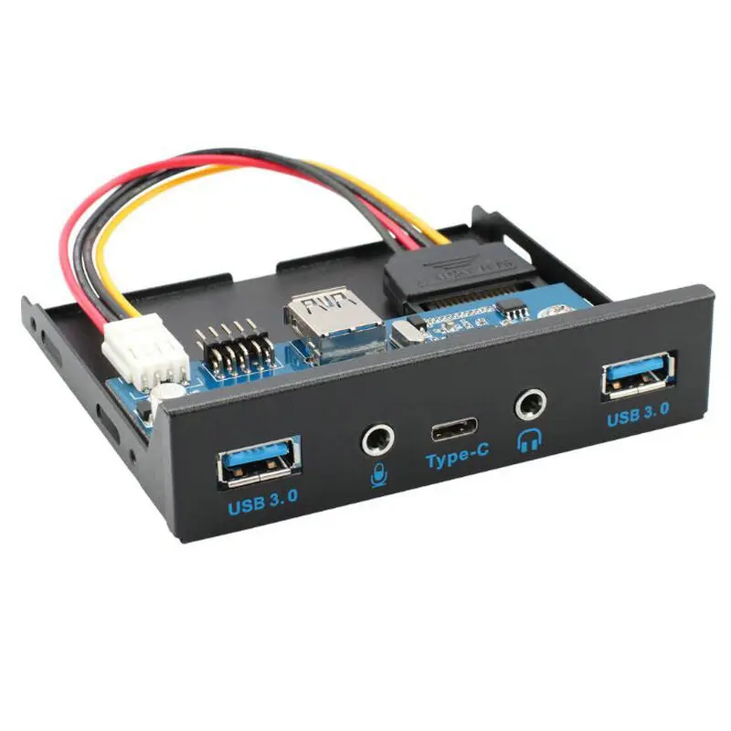 Great-Q 5 портов USB 3,1 TYPE-C USB 3,0 концентратор передняя панель с 3,5 мм аудио+ Тип C+ USB3.0 кронштейн для рабочего стола 3," флоппи