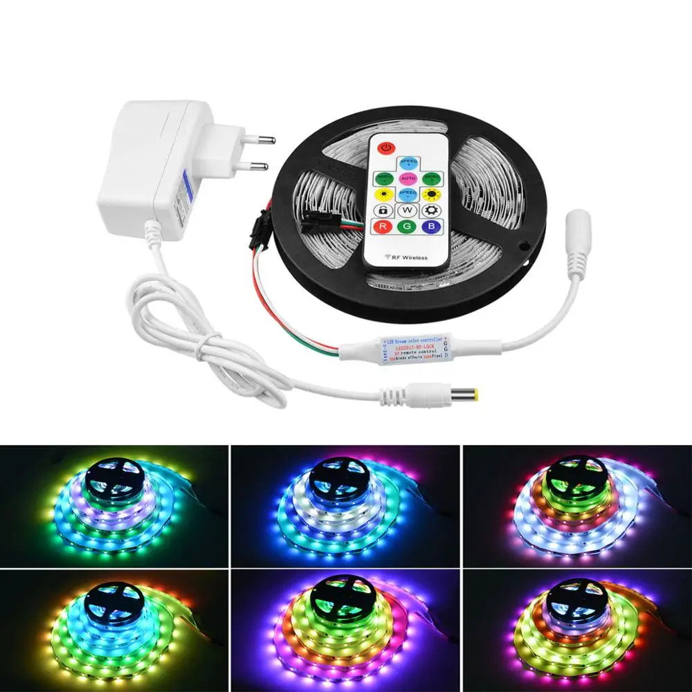 Светодиодная лента 1 IC Control 3 WS2811 5050 RGB светильник DC 12 В полноцветная гибкая