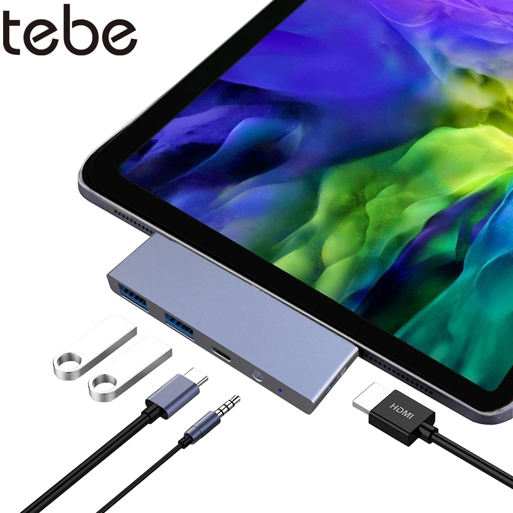 tebe USB C концентратор 5 в 1 Тип c до 4k HDMI с 3 портами (стандарт 0 адаптер мм Aux для