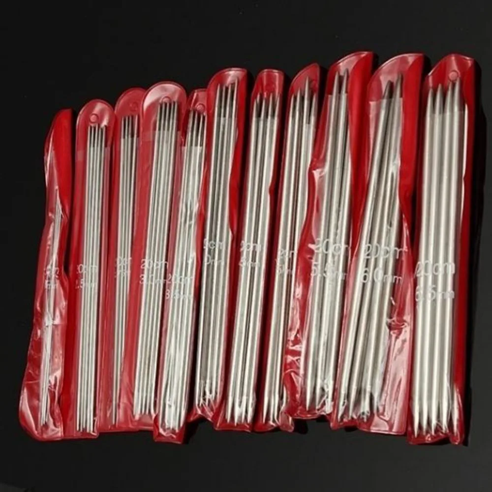 55Pcs/set 20cm Straight Knitting Needles Stainless Steel Crochet Hooks for DIY Weave Tools Sewing Accessories | Дом и сад