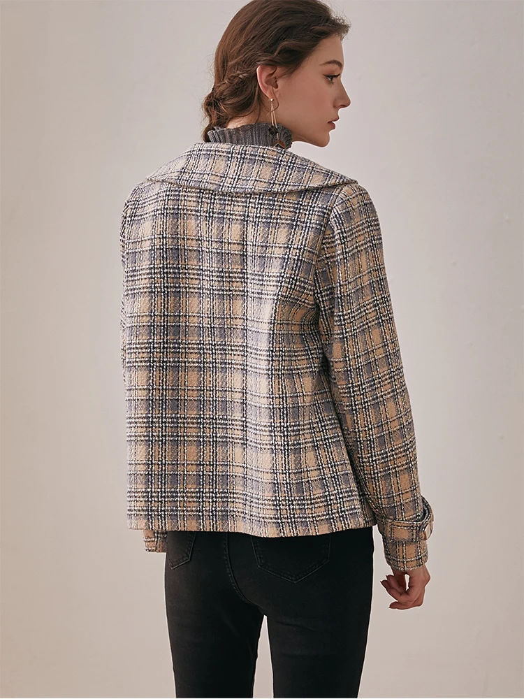 

Ly Elegant Graceful Suit Jacket Winter New Plaid Slim Warm Padded Woolen Suit