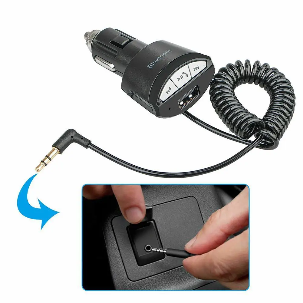 Автомобильный аудиоприемник Bluetooth Jabor Hands-Free звонков A2DP 3,5 мм AUX аудио стерео музыкальный приемник адаптер 5 V/2.1A USB Зарядное устройство