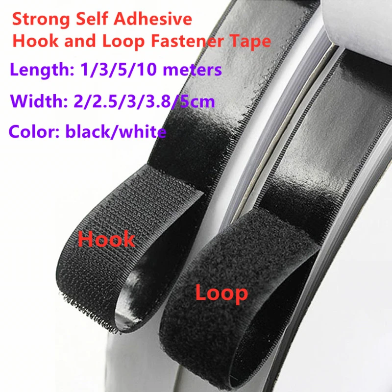 1 Meter Long 2 in 1 Self Adhesive Hook and Loop Fastener Tape Nylon Sticker DIY
