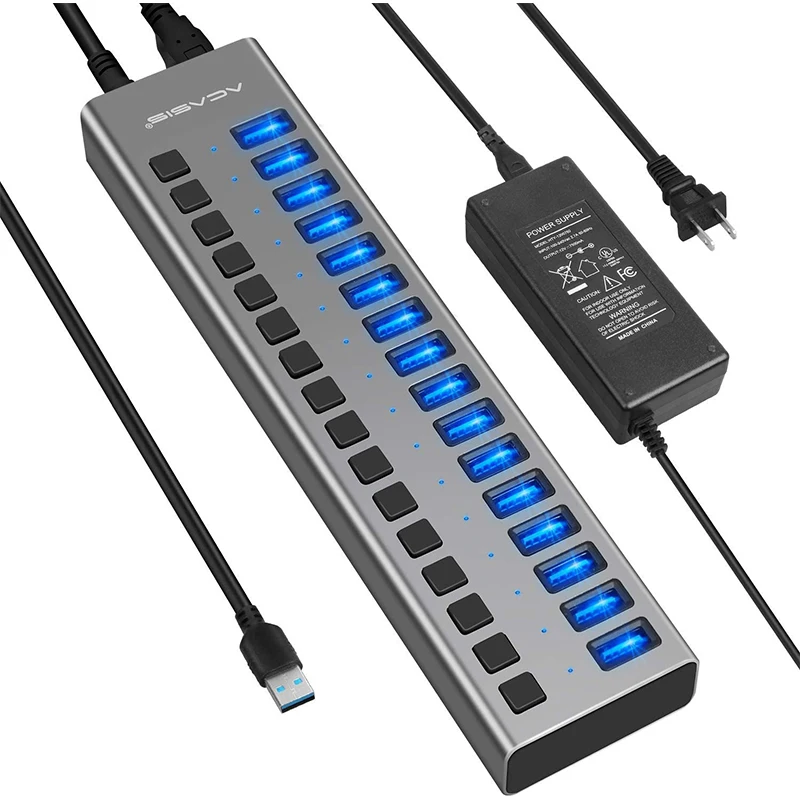 ACASIS Powered usb-хаб 16 портов 90 Вт USB 3 0 концентратор данных-с индивидуальными