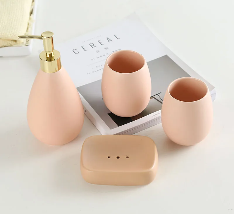 White Tray Ceramic Soap Box Sanitary Ware Set 4 Sets / 5 Sets of Bathroom Supplies Bathroom Set Soap Holder Set