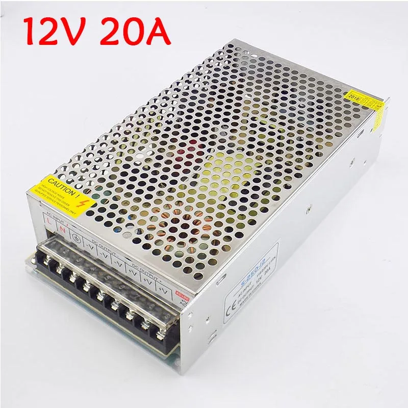 Источник питания AC 100 V-265 V к DC 12V 20A трансформатор освещения CCTV камера драйвер питания адаптер конвертер Светодиодные полосы переключатель O21
