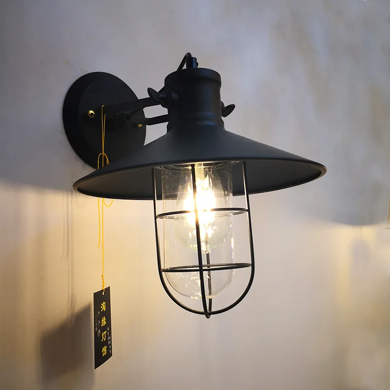 

American country iron retro loft antique Edison glass wall lamp for restaurant bar bedroom corridor wall lamp