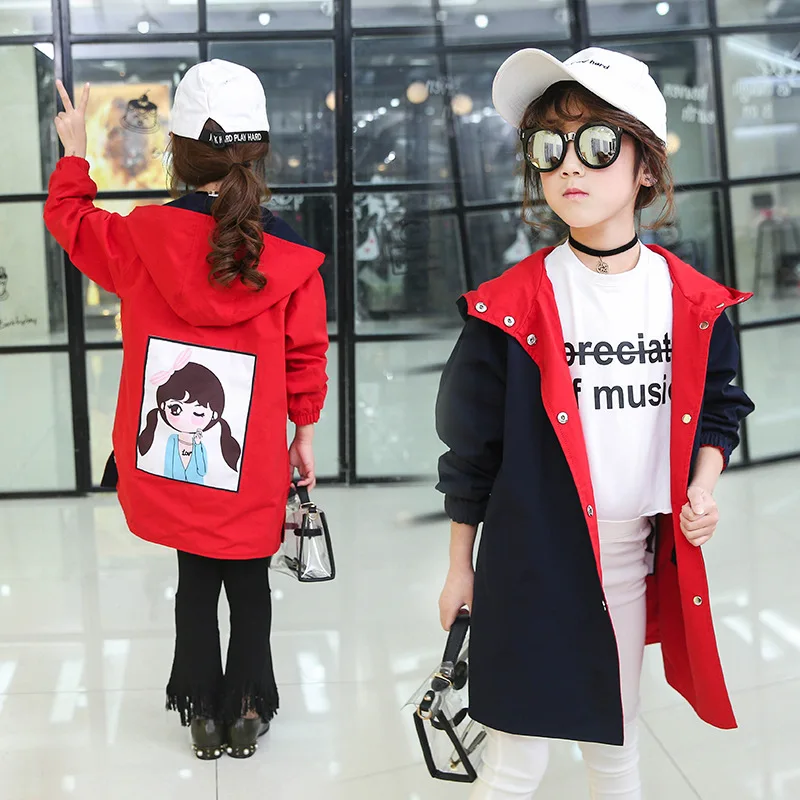

2019 New Style Korean-style CHILDREN'S Jacket Girls Spring Clothing Middle And Large Children Double-sided Wear Trench Coat Chil