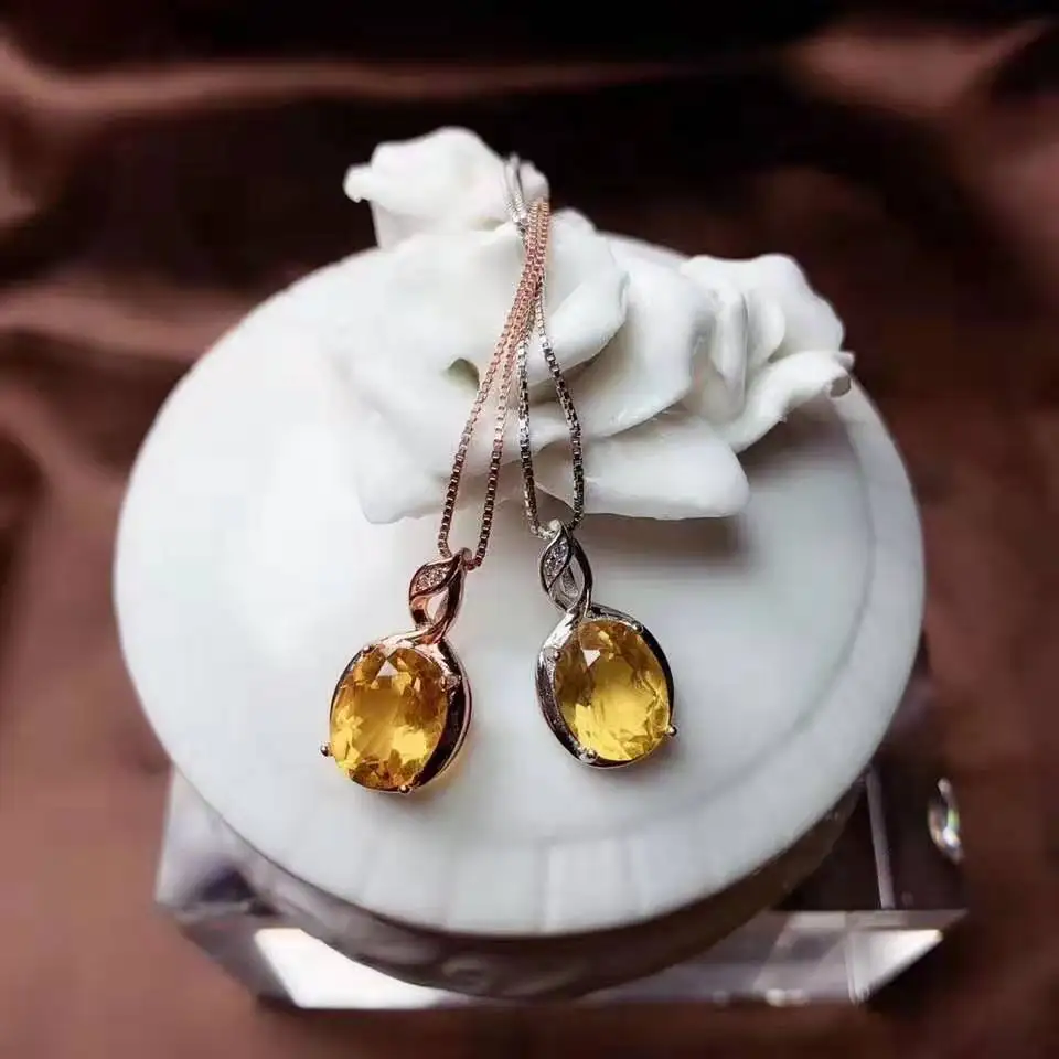 Fashion yellow crystal S925 pendant necklace for Party