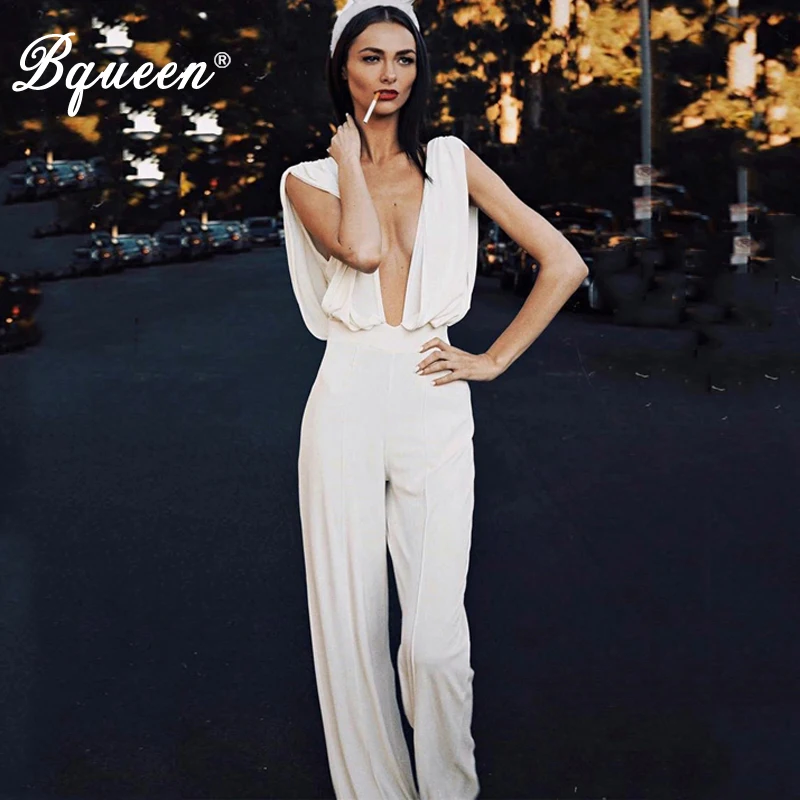 deep v neck jumpsuit