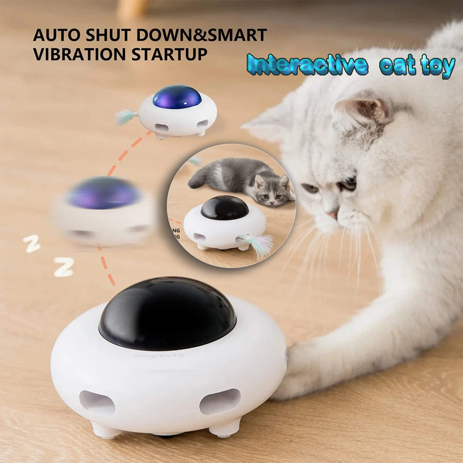 

New UFO Automatic Electronic Cat Toy Robot Smart Funny Product Kitten Accessories Games Play Structure For Cats Toys