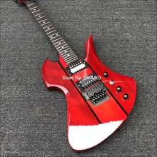 Высокое качество; Высококачественная 6-ой двойной волной электрогитара R красная электрическая гитара, черный аксессуары шеи через тело