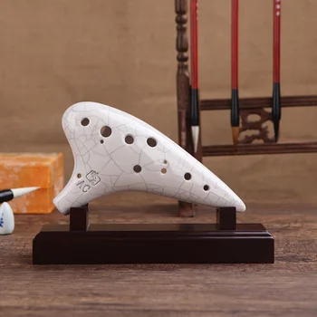 

New 12 Hole Ocarina Flute Alto C AC Ceramic Instrument White Crack High Quality popular Instrument With Bag Learning tutorial