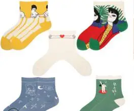 Повседневные женские хлопковые носки с картинами винтажные Абстрактные Художественные Узорные Носки для женщин ботильоны однотонные летние зимние Sox k2710