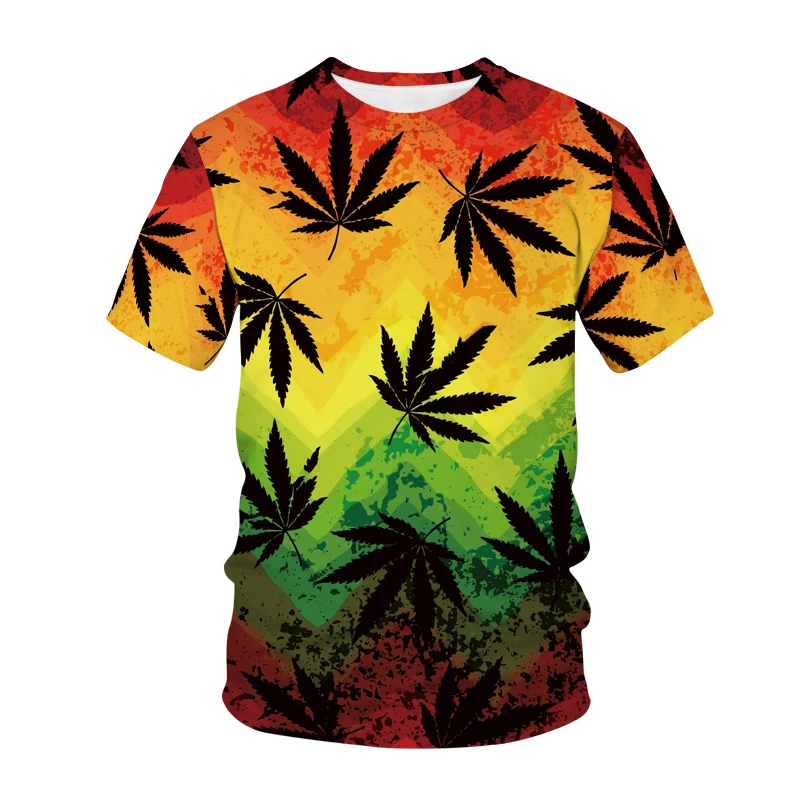 2020 новые летние листья Мужская 3d футболка с коротким рубашка рукавами смешные