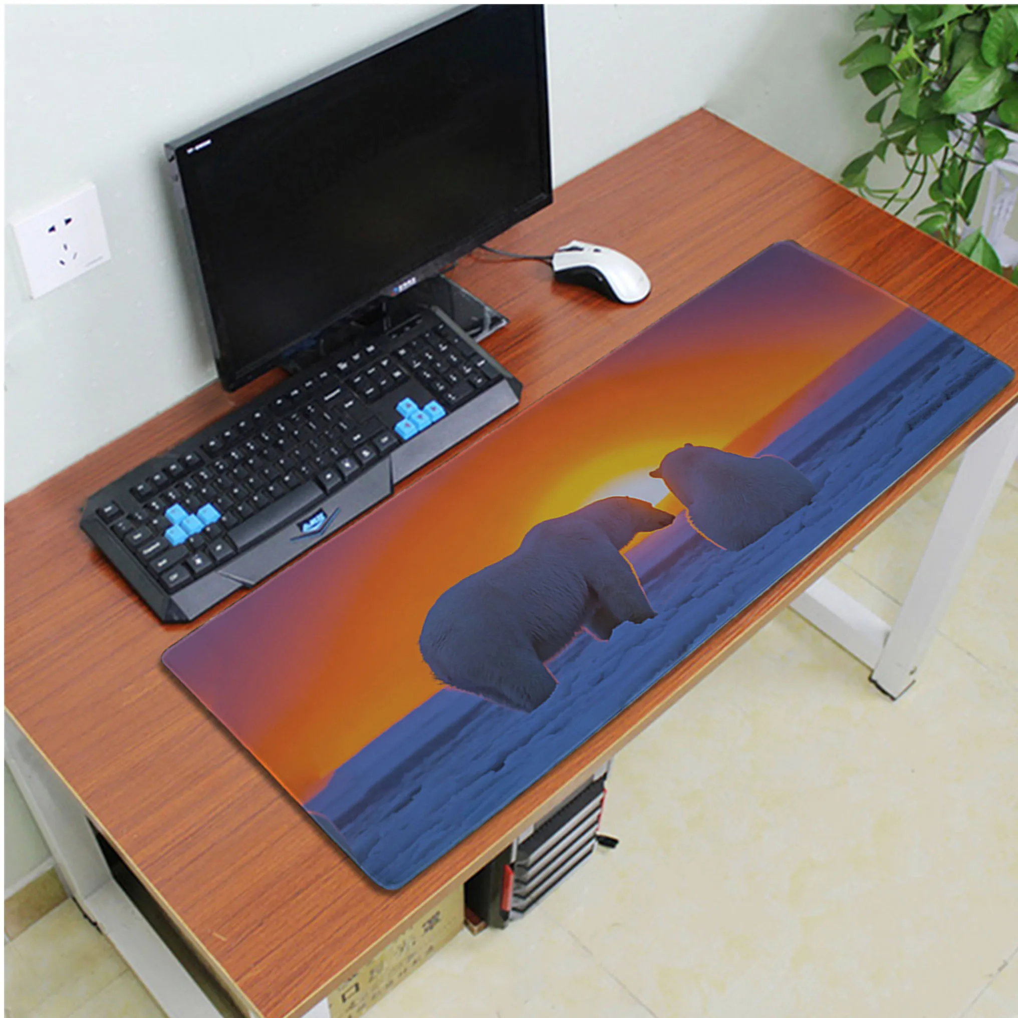 Lock Edge 40X90cm MaiYaCa простой дизайн полярный медведь геймерская игра коврики резиновый коврик для компьютерной мыши ПК игровой коврик для мыши - Цвет: Lock Edge 40X90cm