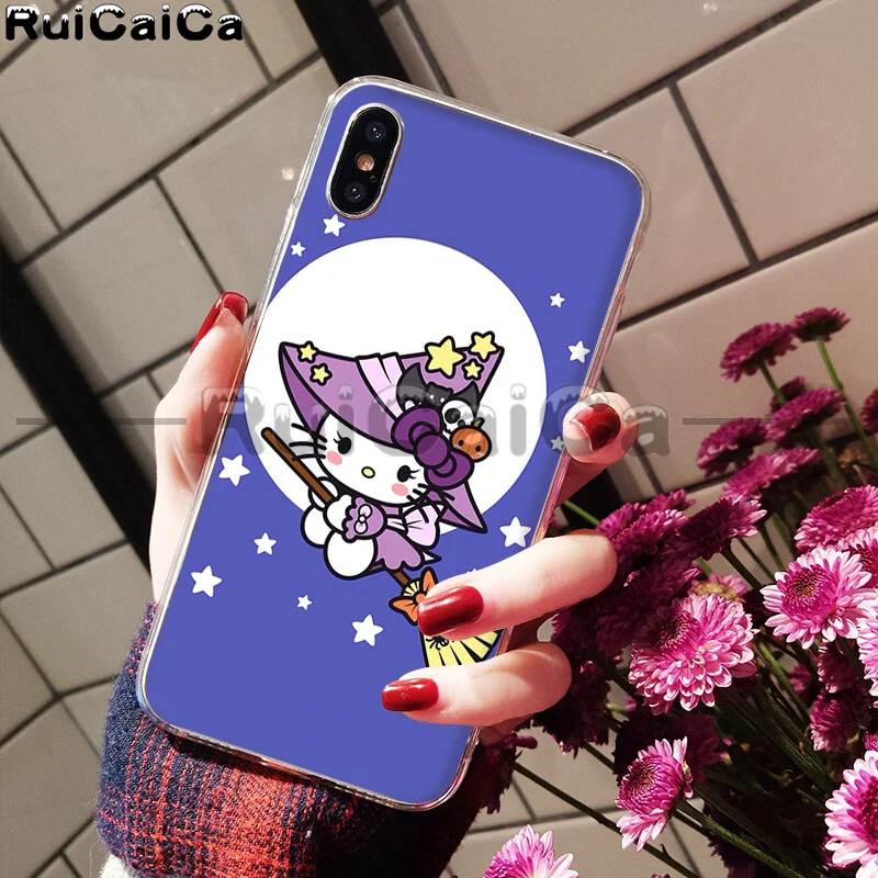 RuiCaiCa прекрасный розовый чехол hello kitty Coque Shell для телефона iPhone 5 5Sx 6 7 7plus 8 8Plus X XS MAX XR