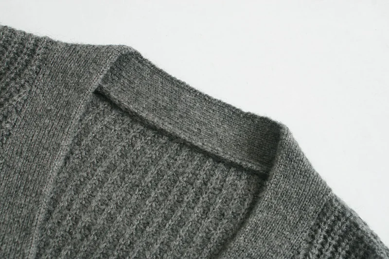 Мода Za женский свитер осень сплошной v-образный вырез шикарный однобортный кардиган длинный рукав Свободный Вязаный Теплый Женский