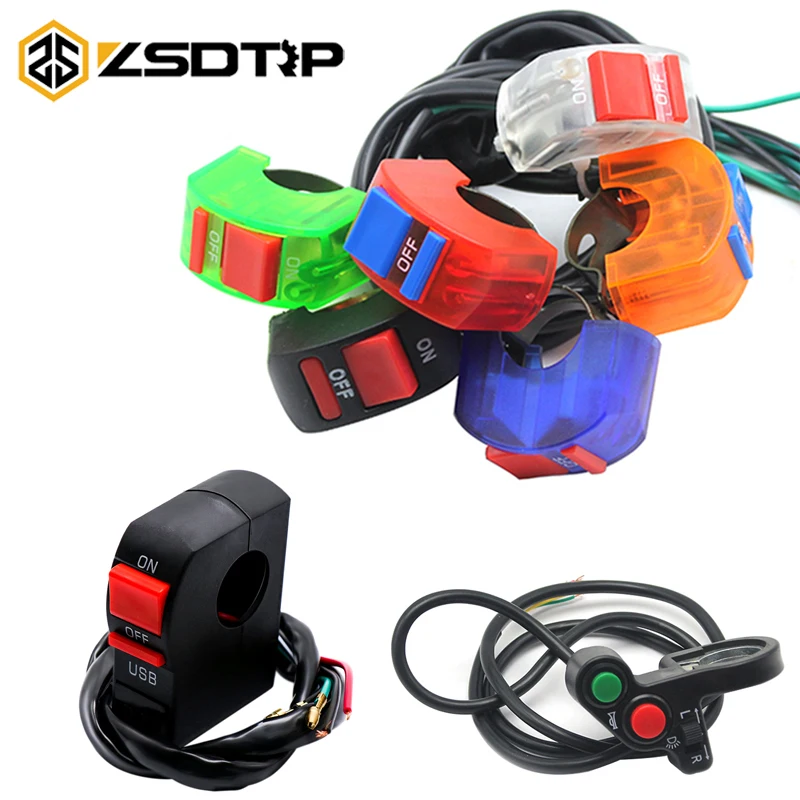 

ZSDTRP 7/8" 3Wires Universal Motorcycle Handlebar Flameout Light Switch ON OFF Button For ATV Bike Motor Accessories
