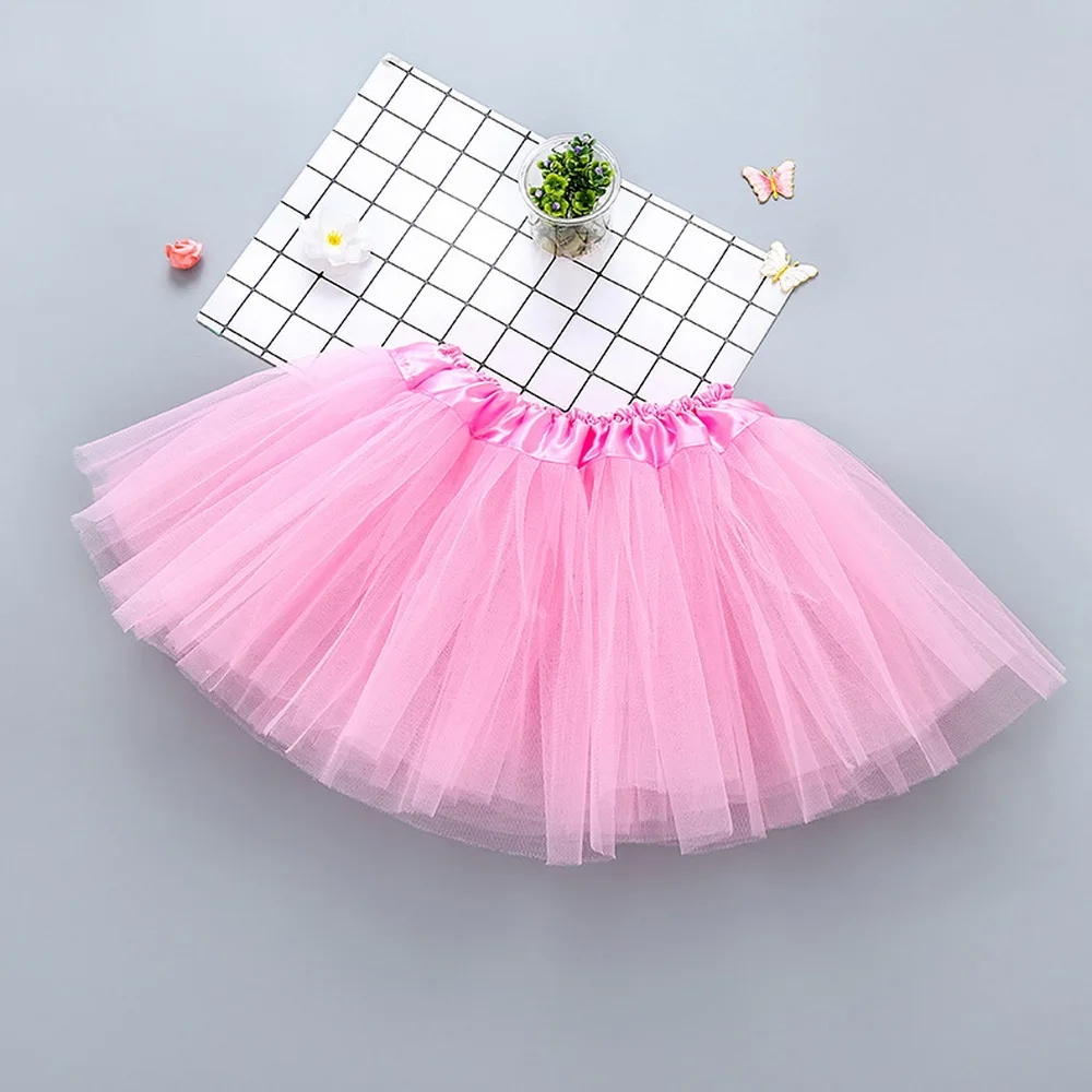 Розовый 2-8 Years Girls Skirts Ballet tutu Polyester 5 Color Black Pink Red Purple White Dancewear Lace Mini Tutu Skirt New D30 - Цвет: Розовый