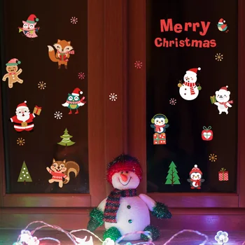 

Santa Claus Snowman Christmas Stickers for Window Showcase Removable Decal