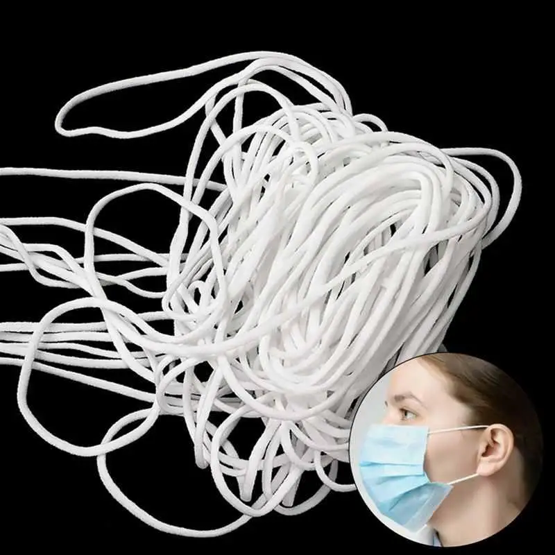 Elastic-Rope Masks Sewing-Accessories Black White Round Thin 3MM for Garment 10-100-Meters