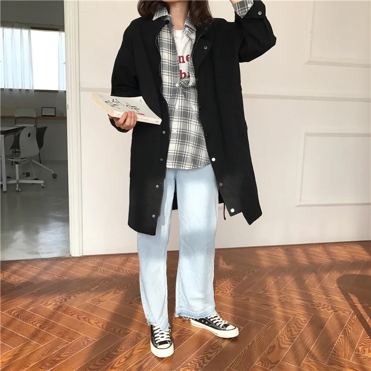 Photo Shoot Spring New Style Korean-style CHIC College Style Waist Hugging Long Sleeve Mid-length Trench Coat