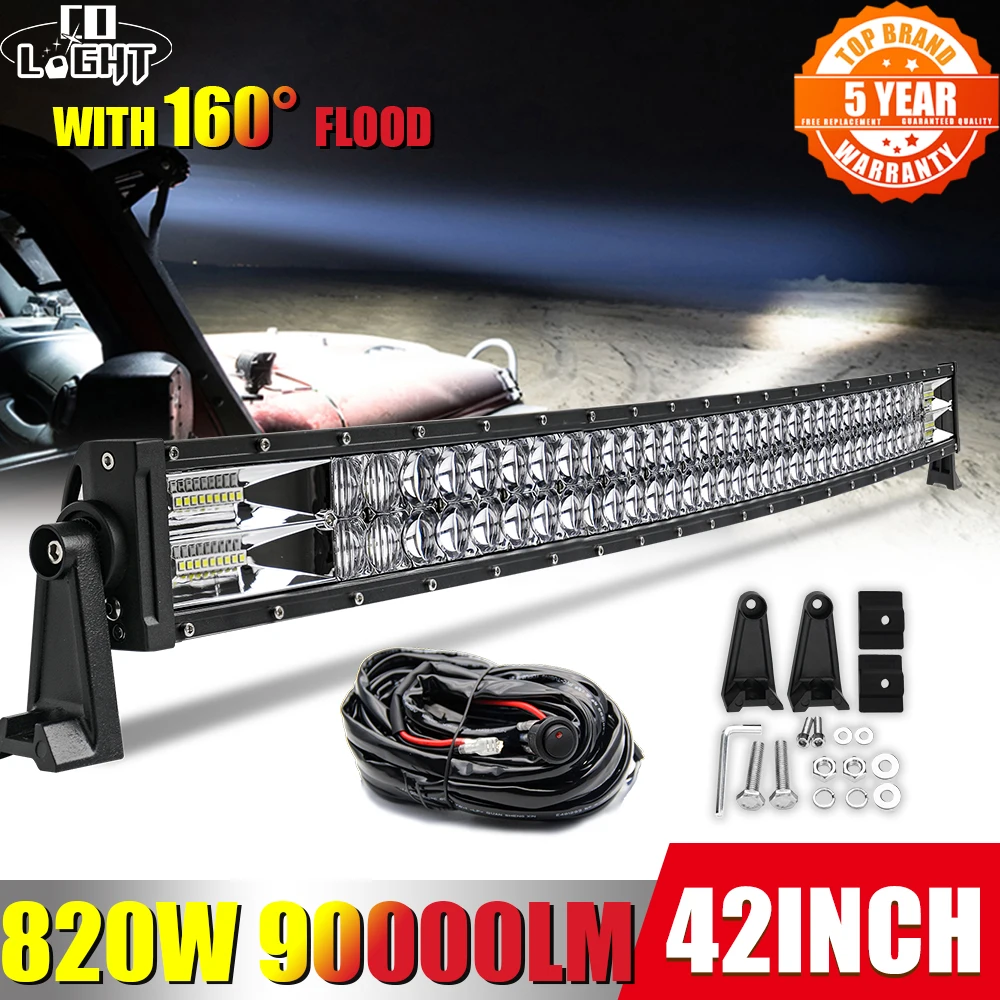 CO LIGHT 22 32 42 50 52” Inch Curved Led Light Bar 2-Row COMBO Led Work Light Bar Driving Offroad Car Truck 4×4 SUV ATV 12V 24V