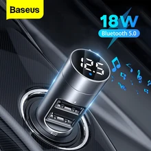 Baseus-adaptador de corriente FM para receptor de coche, Kit de Radio de 18W, reproductor MP3, USB, Aux, modulador inalámbrico de manos libres