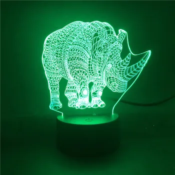 

Smart Phone Control The Rhino Animal Atmosphere Touch Sensor Pretty Present LED Night Light for Bedside Decorative with Remote