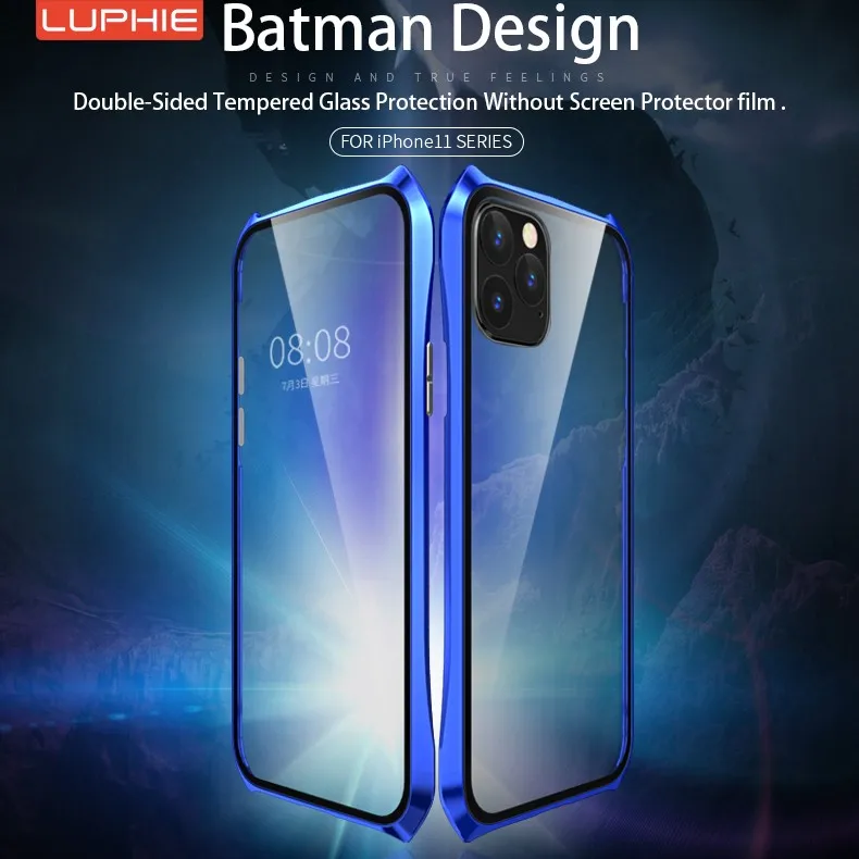 360 магнитный чехол для iphone 11Pro Max металлический бампер прозрачная двойная лента боковое стекло крышка СПС iphone 11 Pro роскошный противоударный Броня