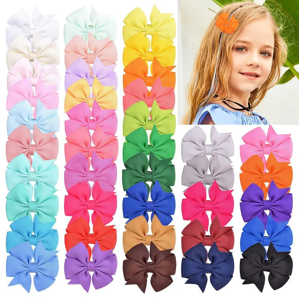 

Bulk 200pc/lot 2" Pinwheel Hair Bows With Clips For Girls Kids Princess Plain Grossgrain Ribbon Bows Hairpin Hair Accessories