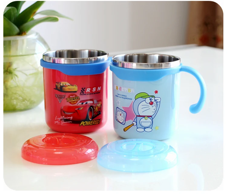 1 шт., Мультяшные KT Melody Doraemon Car, Микки Маус, для дома и путешествий, 304, бутылки для воды из нержавеющей стали, милая кружка с крышкой
