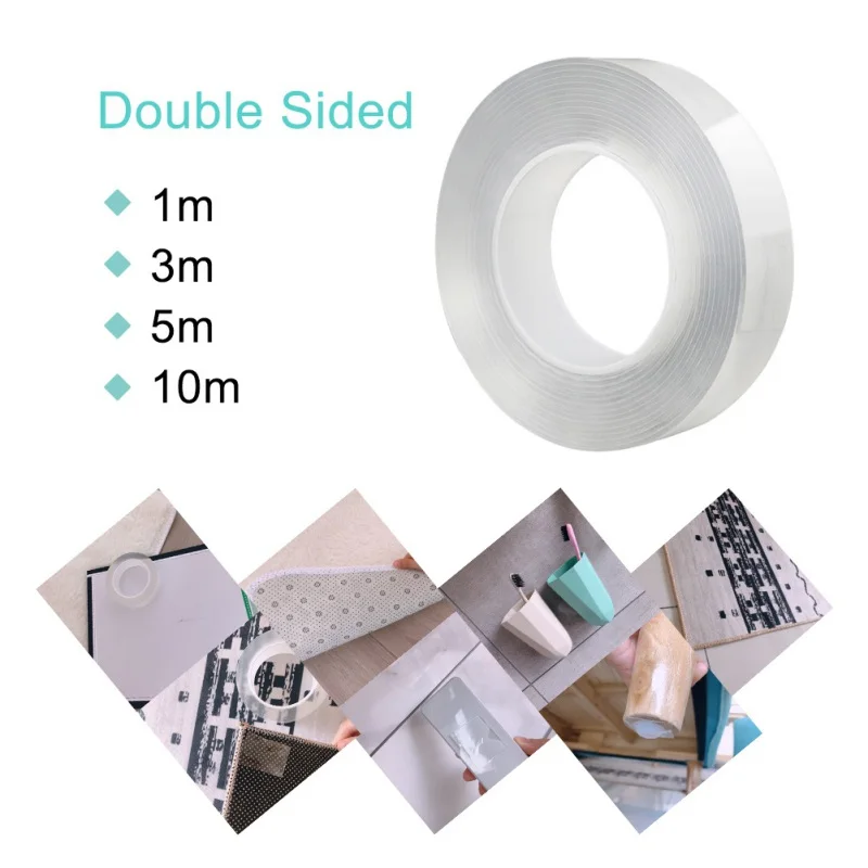 

1/3/5/10M Reusable Dual-Sided Adhesive Traceless Tape Removable Sticker Washable Adhesive Loop Disks Tie Glue Car Kitchen Gadget