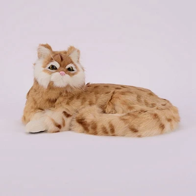 Моделирование кошка украшения для дома животное кошка модель украшения плюшевые игрушки куклы ремесла подарок на день рождения 25x20x11 см DY80053 - Цвет: Mix Yellow