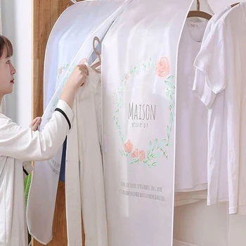 

Non-woven Jackets Dust Cover Hanging Wardrobe Closet Storage Bags Translucent Clothing Dust Covers LBShipping