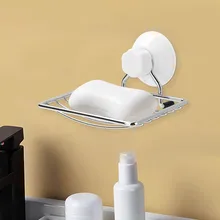 Wall Mounted Soap Dishes Punch-Free Vacuum Suction Cup Drain Holder Storage Rack Toiletries Organizer Kitchen Bathroom Supplies