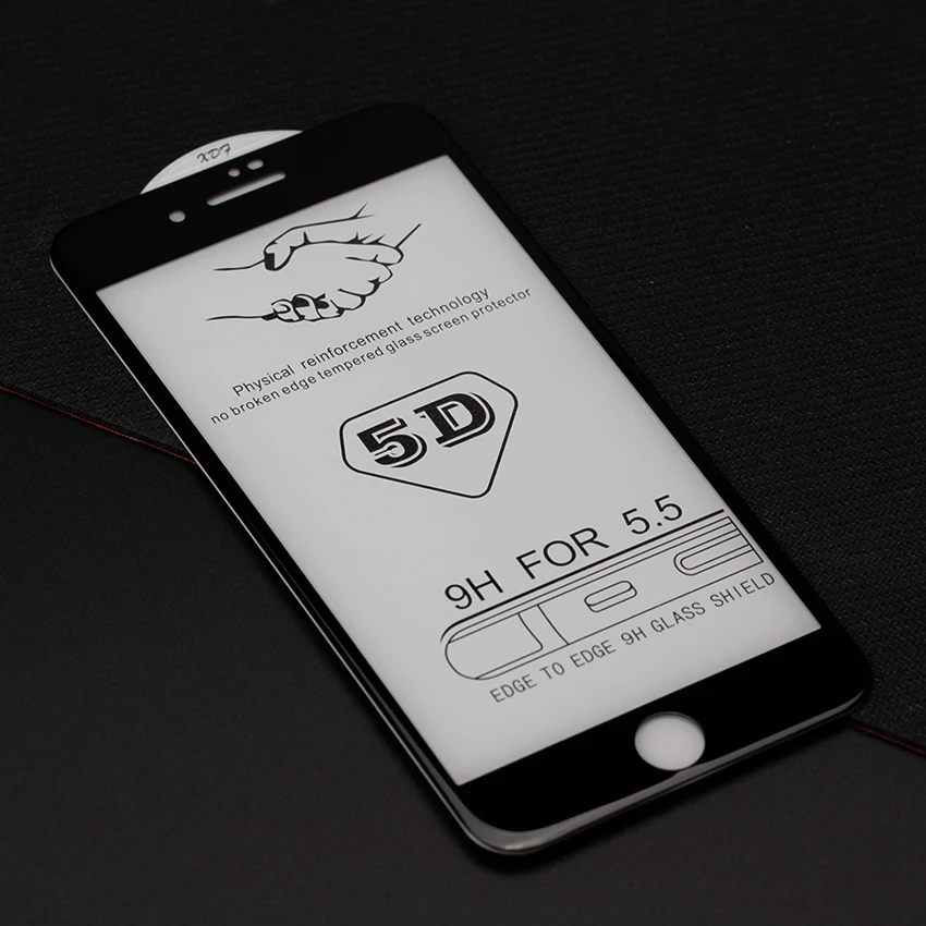 Закаленное стекло 5D с полным покрытием для iPhone 6 7 Plus Чехол 9H круглыми изогнутыми