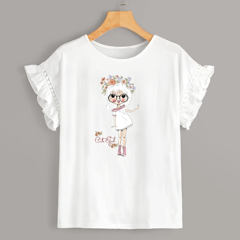 Lovely Girl Parches Heat Transfer Washable Stickers Diy Custom Patches Set Iron-On Decals Parches For Kids Clothing Stickers