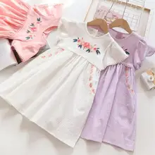 Хлопковые платья с вышивкой для девочек; милая одежда для малышей; платье принцессы в европейском стиле; Милые Детские платья