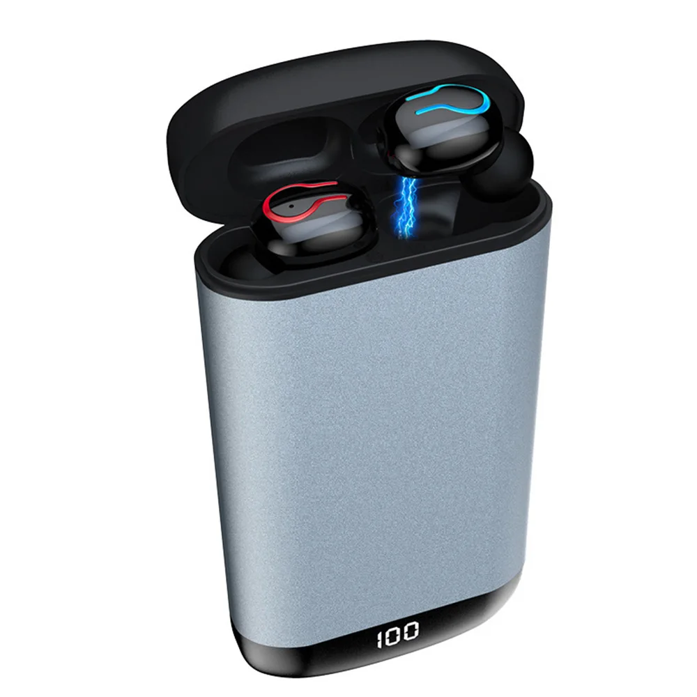 Q66 беспроводные V5.0 Bluetooth наушники HD стерео наушники спортивная водонепроницаемая гарнитура с двойным микрофоном и 6000 мАч чехол для зарядки аккумулятора