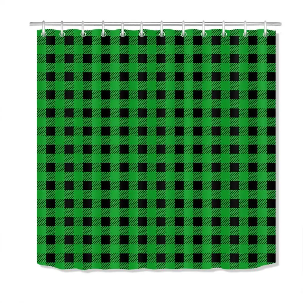 Only Curtain Зеленая клетчатая занавеска для душа, полиэфирная ткань, занавеска для ванной, для украшения ванной комнаты, водонепроницаемая, Mildewproof, занавеска для душа s - Цвет: Only Curtain
